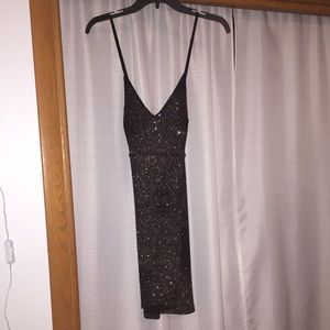 Black and silver sparkly fitted dress